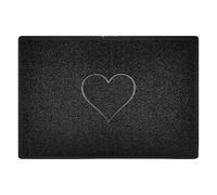 Nicoman Heart Shape Embossed Entrance Door Mat Non Slip Dirt Trapper PVC Spaghetti Mat with Rubber Base, Jet Washable Quick Drying Doormat Indoor or Outdoor - (Large, Black, 90 x 60cm)
