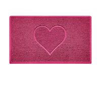 Nicoman Heart Shape Embossed Entrance Door Mat Non Slip Dirt Trapper PVC Spaghetti Mat with Rubber Base, Jet Washable Quick Drying Doormat Indoor or Outdoor - (Medium, Pink, 75 x 44cm)