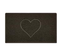 Nicoman Heart Shape Embossed Entrance Door Mat Non Slip Dirt Trapper PVC Spaghetti Mat with Rubber Base, Jet Washable Quick Drying Doormat Indoor or Outdoor - (Medium, Brown, 75 x 44cm)