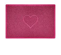 Nicoman Heart Shape Embossed Entrance Door Mat Non Slip Dirt Trapper PVC Spaghetti Mat with Rubber Base, Jet Washable Quick Drying Doormat Indoor or Outdoor - (Large, Pink, 90 x 60cm)