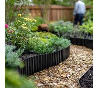 Nicoman Heavy Duty Corrugated Metal Garden Border Edging Roll - 12m in Black Nicoman Black