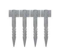 Nicoman Heavy Duty Railway Sleeper Brackets, Galvanised Steel Garden Fixings for Raised Beds and Timber Edging, 2mm Thick with Serrated Edges (Silver, Pack of 4)