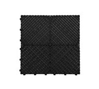 (Black , Pack of 30) Modular Interlocking Ribbed Garage Flooring Tiles