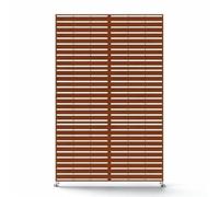 Nicoman Indoor/Outdoor Metal Privacy Screen Panel, Slatted Design, Rust | Garden Privacy Screen, Horizontal Slat Pattern, Freestanding, Patio & Backyard Use, Modern Aesthetic, 90x180 cm