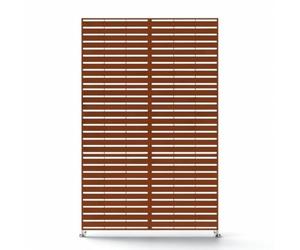 Nicoman Indoor/Outdoor Metal Privacy Screen Panel, Slatted Design, Rust | Garden Privacy Screen, Horizontal Slat Pattern, Freestanding, Patio & Backyard Use, Modern Aesthetic, 90x180 cm