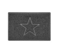 Nicoman Star Embossed Shape Door Mat Dirt-Trapper Washable Barrier Doormat-Dark Grey (Drainage Open-Back)-Small (60x40cm)