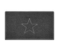 Nicoman Star Embossed Shape Door Mat Dirt Trapper PVC Spaghetti Mat Washable Quick Drying Barrier Doormat-Dark Grey (Drainage Open-Back)-Medium (75x44cm)