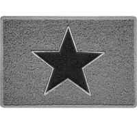 Nicoman STAR Door Mat｜Entrance Barrier Dirt-Trapper Floor Mat｜Patio Garden Conservatory Doormat｜Indoor Outdoor Matt｜Grey with Black Star, Large 90x60cm/3x2ft