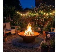 Nicoman Large Corten Steel Rust Fire Pit 70Cm Outdoor Round Firepit For Garden