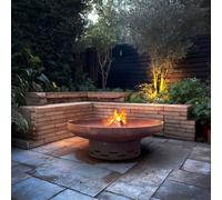 Nicoman Large Corten Steel Rust Fire Pit 91Cm Outdoor Round Firepit For Garden