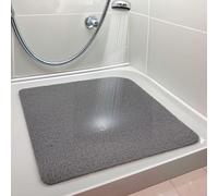 Nicoman Loofah Shower Mat, Non Slip PVC Spaghetti Mat for Wet Area Inside Shower, Super Comfy Soft Matt, Quick Dry, Bacteria & Mould Resistant, Curved Edge, Square, Small, 53x53cm