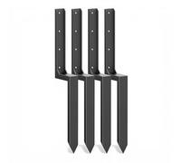 Nicoman Metal Fence Post Support Brackets, Pre-Formed Ready-to-Install, Ground Anchor Spikes, Heavy Duty Steel, Outdoor Garden Fence Support Stakes (Pack of 4)