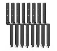 Nicoman Metal Fence Post Support Brackets, Pre-Formed Ready-to-Install, Ground Anchor Spikes, Heavy Duty Steel, Outdoor Garden Fence Support Stakes (Pack of 8)