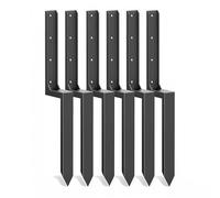 Nicoman Metal Fence Post Support Brackets, Pre-Formed Ready-to-Install, Ground Anchor Spikes, Heavy Duty Steel, Outdoor Garden Fence Support Stakes (Pack of 6)