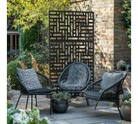 Nicoman Outdoor Privacy Screen with Stand & Ground Stakes - Geometric in Black | Size: 180 cm x 90 cm Nicoman Black 180 cm x 90 cm