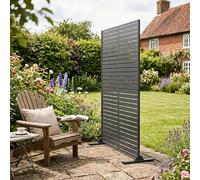 Nicoman Metal Slat Outdoor Privacy Screen With Stand For Garden - Anthersite Grey