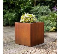 Nicoman Corten Steel Cube Planter, Indoor & Outdoor, 50x50x50 cm, Rust, Weathering Steel, Pre-Rusted Finish, Square, Freestanding Garden Planter