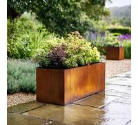 Nicoman Metal Planter 80Cm Corten Steel Trough Planter - Pre-Rusted