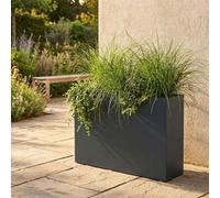 Nicoman Metal Planter Anthracite Gray Galvanised Steel Trough Planter - 90Cm X 82Cm