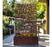 Nicoman Metal Pre Rust Outdoor Privacy Screen with Plant Pot Geometric Garden Divider in Metallics | Size: 180 cm x 90 cm Nicoman Metallics 180 cm x 90 cm