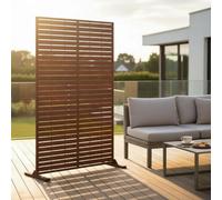 Nicoman Metal Slat Outdoor Privacy Screen With Stand For Garden Pre - Rusted