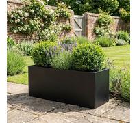 Nicoman Metal Trough Planter, Indoor & Outdoor, 80x30x40cm, Black, Weathering Steel, Matte Black, Rectangular, Freestanding Garden Planter