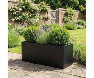 Nicoman Metal Trough Planter, Indoor & Outdoor, 80x30x40cm, Black, Weathering Steel, Matte Black, Rectangular, Freestanding Garden Planter