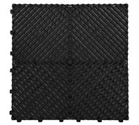 Nicoman Modular Interlocking Ribbed & Solid Garage Floor Tiles - Black - Vented