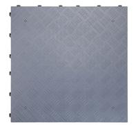 Nicoman Modular Interlocking Ribbed & Solid Garage Floor Tiles - Grey - Solid