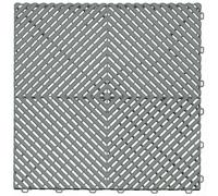 Nicoman Modular Interlocking Ribbed & Solid Garage Floor Tiles - Grey - Vented