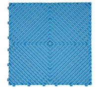 Nicoman Modular Interlocking Ribbed & Solid Garage Floor Tiles - Light Blue - Vented