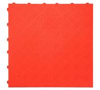 Nicoman Modular Interlocking Ribbed & Solid Garage Floor Tiles - Red - Solid
