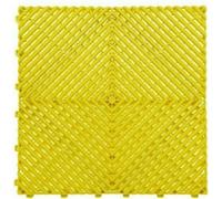 Nicoman Modular Interlocking Ribbed & Solid Garage Floor Tiles - Yellow - Vented