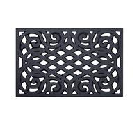 Nicoman Outdoor Doormat Decorative Stair Mats Heavy Duty Drainage Dirt Trapper Porch Rubber Skid Proof Anti Slip - (Large, Grey, 90 x 60cm)
