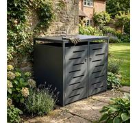 Nicoman Outdoor Double Wheelie Bin Metal Storage Shed - Lockable Doors