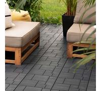 Nicoman Pack of 10 Mosaic Garden Patio Cosmopolitan Interlocking Deck Tiles in Dark Grey Nicoman Dark Grey