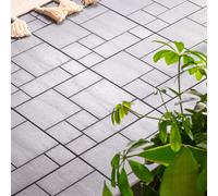 Nicoman Pack of 10 Mosaic Garden Patio Cosmopolitan Interlocking Deck Tiles Light Grey Nicoman Light Grey