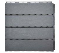 Nicoman Decking Tiles 12 PCs Gray Polydeck PVC for Hot Tub Click Deck Tiles Indoor, 30 x 30cm Plastic Square Connect Floor, Easy Installation Decking Boards, Outdoor Drainage