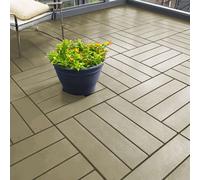 Nicoman Beige Decking Tiles 24 PCs Polydeck PVC for Garden Flooring, Patio, Click Deck Tiles Indoor, 30x30cm Plastic Square Connect Floor, Replace Wooden and Composite Decks