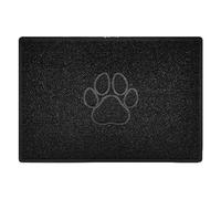 Nicoman Paw Embossed Shape Indoor Outdoor Dirt-Trapper Door Mat Washable Barrier Heavy Duty Doormat - (Watertight Rubber-Back, Large, Black, 90 x 60cm)
