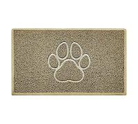 Nicoman Paw Embossed Shape Indoor Outdoor Dirt-Trapper Door Mat Washable Barrier Heavy Duty Doormat - (Watertight Rubber-Back, Medium, Beige, 75 x 44cm)