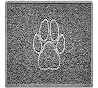 Nicoman Paw Embossed Shape Outdoor Only Dirt-Trapper Door Mat Washable Barrier Heavy Duty Doormat - (Drainage Open-Back, Medium, Grey, 75 x 44cm)