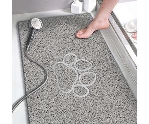 Nicoman Paw Long Bath Mat Non Slip Anti Mould, 40x100 cm Runner for Inside Shower, Extra Large Loofah Grey Bathmats for Bathtubs Toilet Bathroom Floor, PVC Bathtub Mat for Elderly