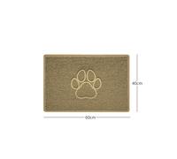 Nicoman Paw Embossed Shape Indoor Outdoor Dirt-Trapper Door Mat Washable Barrier Heavy Duty Doormat - (Watertight Rubber-Back, Small, Beige, 60 x 40cm)
