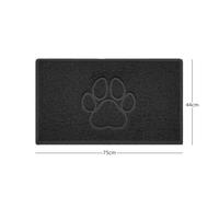 Nicoman Paw Embossed Shape Outdoor Only Dirt-Trapper Door Mat Washable Barrier Heavy Duty Doormat - (Drainage Open-Back, Medium, Black, 75 x 44cm)