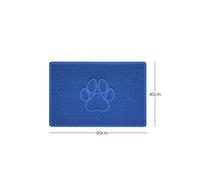 Nicoman "Paw Print" Embossed Loofah Textured Spaghetti Door Mat - Blue - 60cm x 40cm - Yes (Suitable for Indoors)