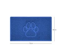 Nicoman "Paw Print" Embossed Loofah Textured Spaghetti Door Mat - Blue - 75cm x 44cm - Yes (Suitable for Indoors)