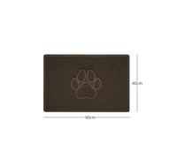 Nicoman "Paw Print" Embossed Loofah Textured Spaghetti Door Mat - Brown - 60cm x 40cm - No (Suitable for Outdoors)