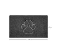 Nicoman Paw Embossed Shape Door Mat Dirt Trapper PVC Spaghetti Mat Washable Quick Drying Barrier Doormat-Dark Grey (Drainage Open-Back)-Medium (75x44cm)