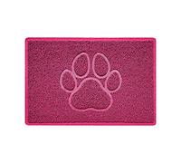 Nicoman PAW Shape Cat Litter Box Mat, Dog Food Feeding Tray Matt, Non-Slip, Easy Clean, Washable(60x40cm,Small),PINK